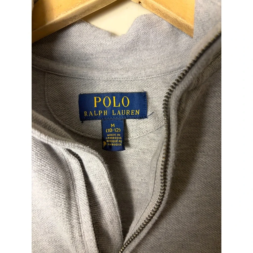 Polo Ralph Lauren Grey 1/4 Zip Sweater Pullover Youth Boys M 10-12 Casual